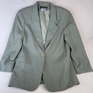 Wool Green Blazer One Button Size 12